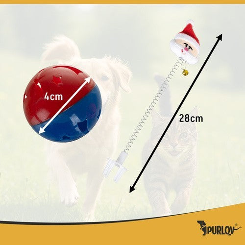 PURLOV Katzenspielzeug Set 6-tlg Weihnachten Bälle Federn Glöckchen