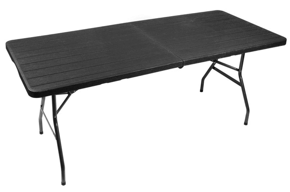 Klappbarer Gartentisch 180cm Schwarz HDPE Koffertisch Camping Party