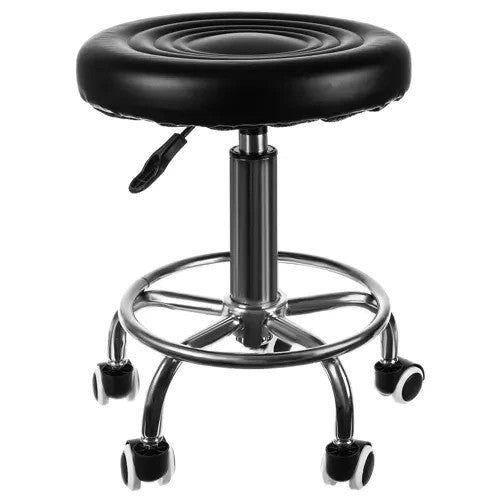 Friseurhocker & Werkstatthocker – Höhenverstellbarer Rollhocker mit Fußstütze, PU-Sitz & 150 kg Tragkraft