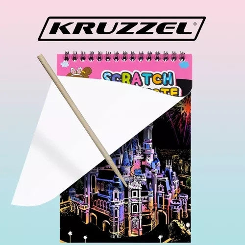 Kratzbuch Set 10 Blätter 20x14cm mit Holzstift Malen Farb Scratch Buch 🎨✨