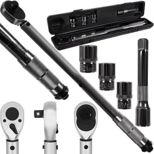 Drehmomentschlüssel 1/2" 28–210Nm + 17/19/21mm Stecknüsse & Verlängerung ⚙️