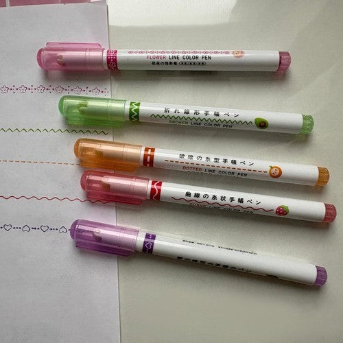 6x Kurvenstifte Textmarker Set 🌈 Muster Marker Kinder Schule Notizen