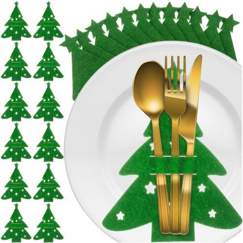 12x Filz Bestecktaschen Weihnachten 🌲 Besteckhalter Tischdeko Wichtel Set