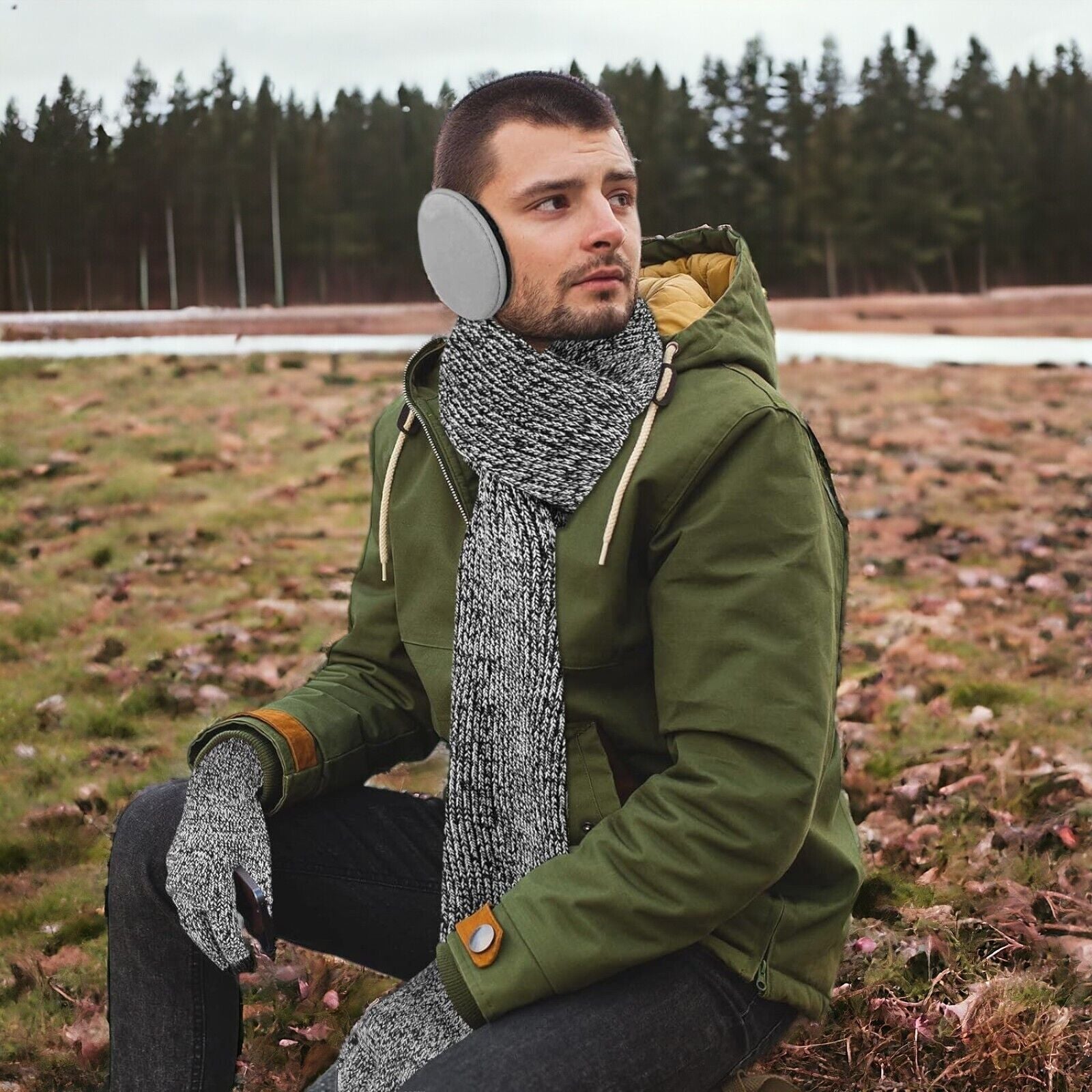 Herren Winterset 4-teilig 🧣 Mütze Schal Handschuhe Ohrenwärmer Strick