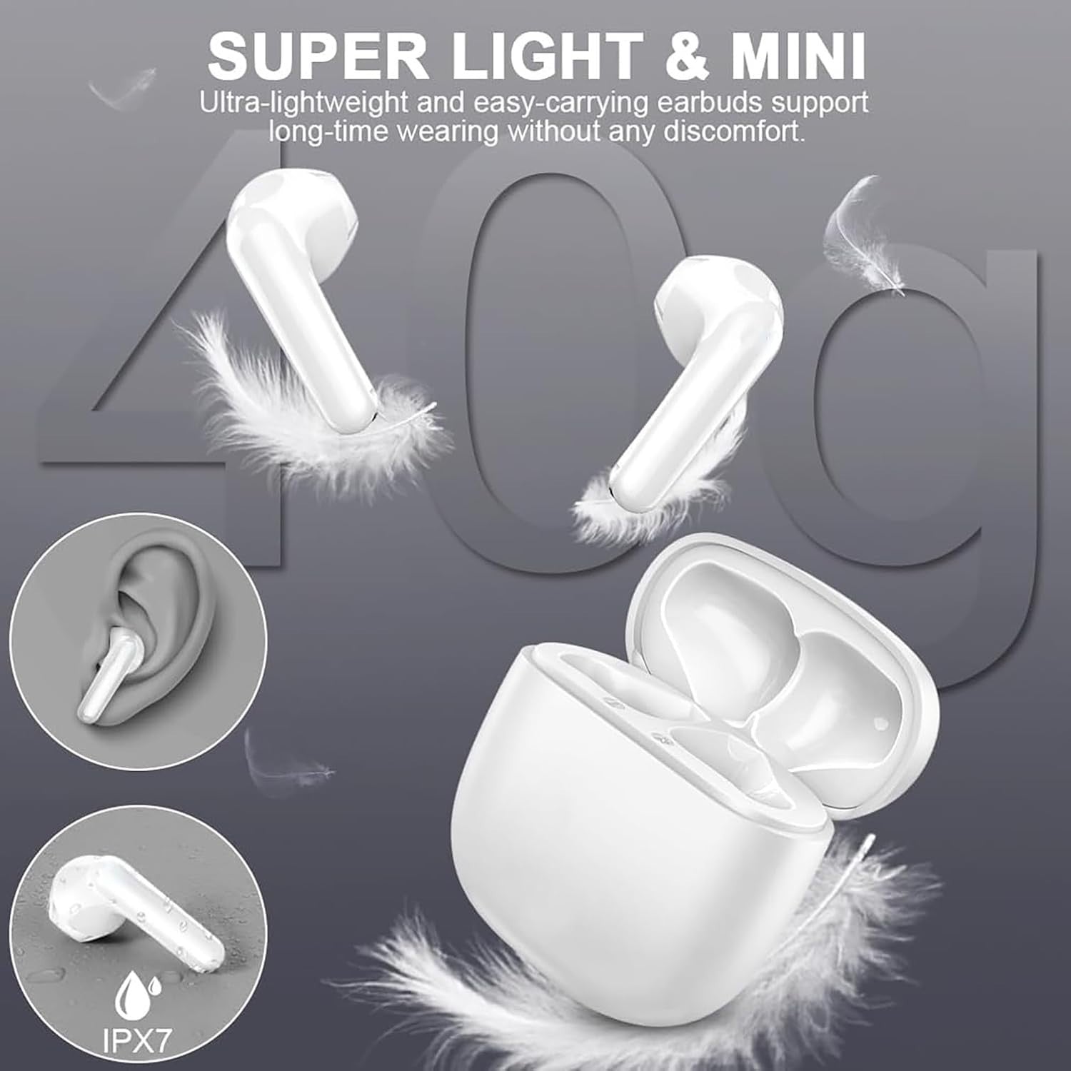 Bluetooth 5.3 In Ear Kopfhörer Kabellos 50h HiFi IP7 Wasserdicht Noise Cancel 🎧