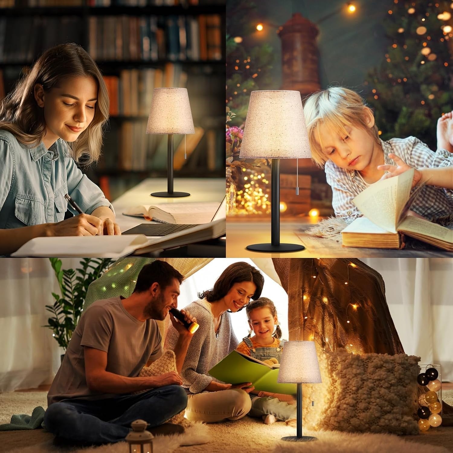 LED Nachttischlampe Modern 💡 Akku & USB Tischleuchte Schlafzimmer Büro