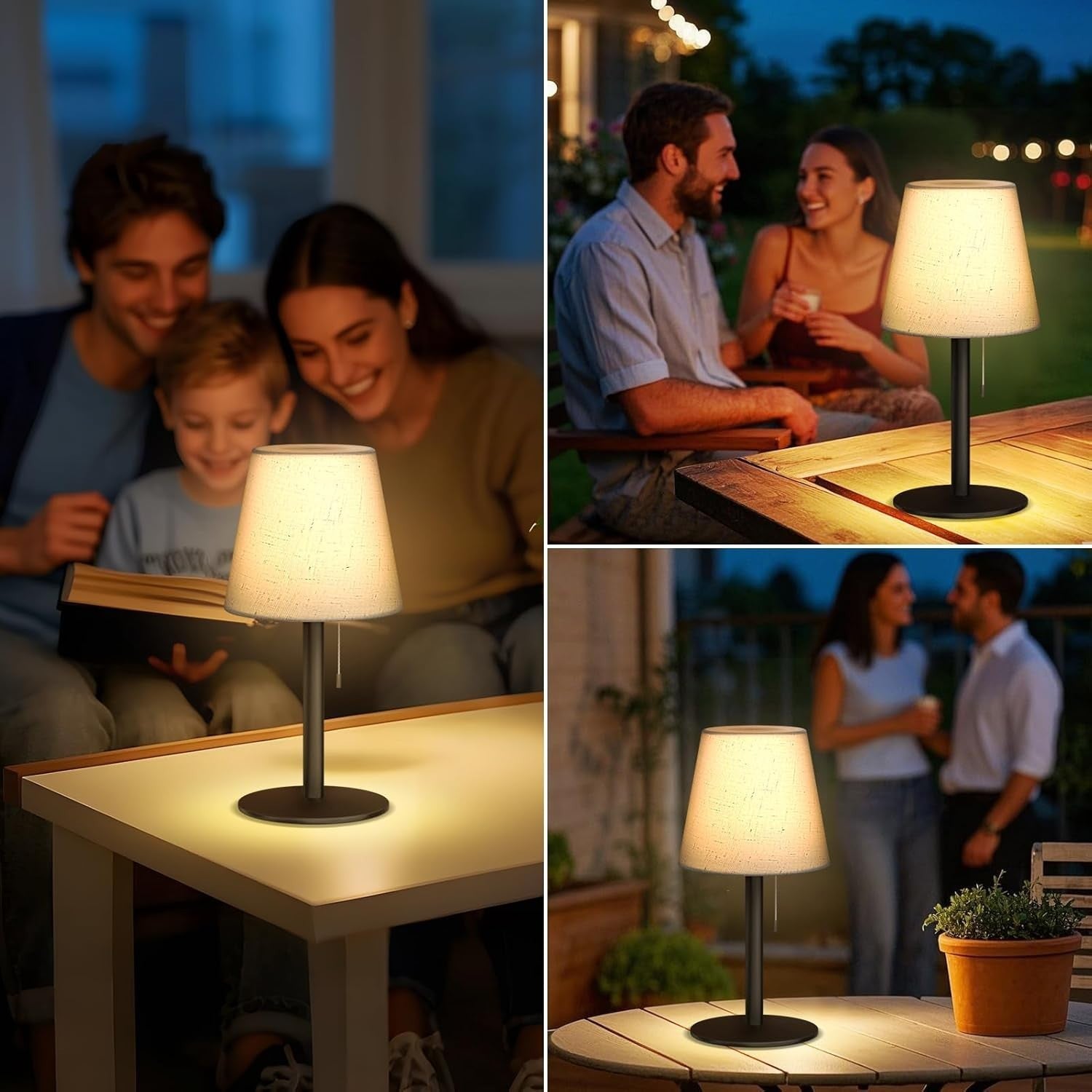 LED Akku Tischleuchte 💡 Dimmbar 3 Stufen USB Nachttischlampe Modern