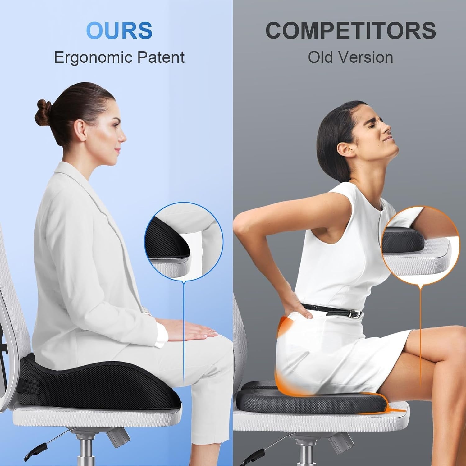 Orthopädisches Sitzkissen 💺 Memory Foam Ergonomisch für Büro & Auto