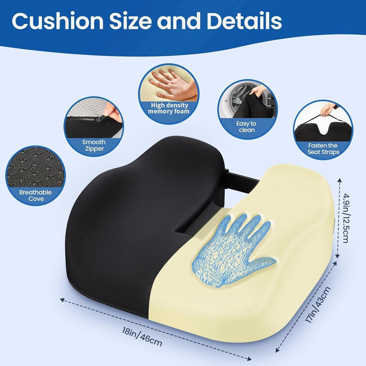 Orthopädisches Sitzkissen 💺 Memory Foam Ergonomisch für Büro & Auto