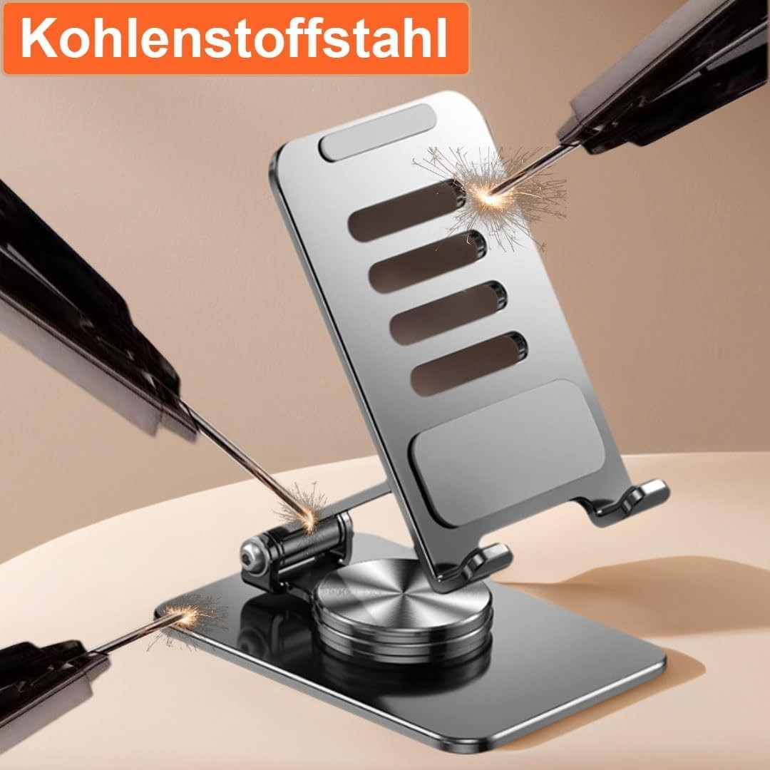 360° Drehbarer Handy-Ständer Tisch Metall Faltbar Verstellbar 4–11 Zoll