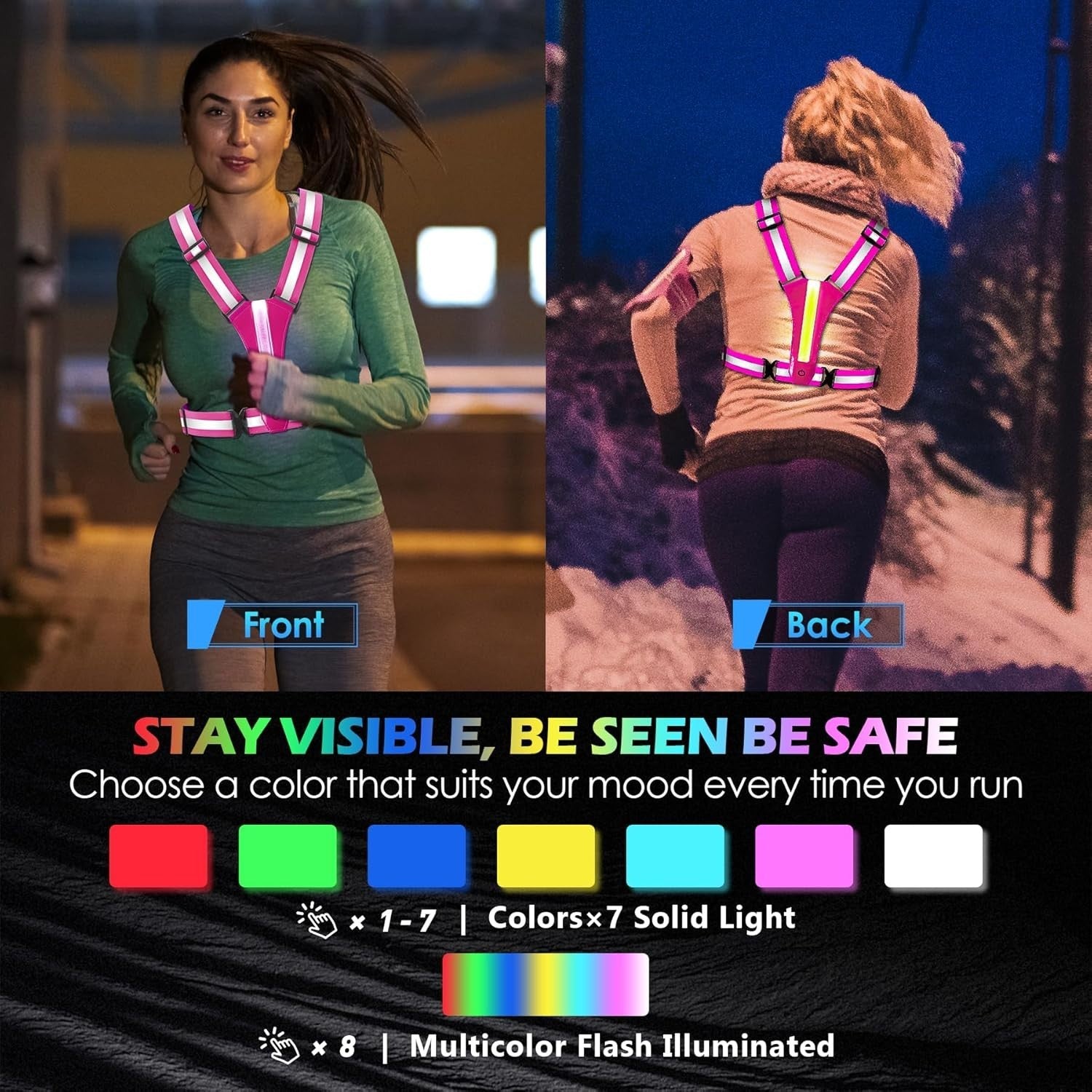USB Warnweste Fahrrad Motorrad Reflektor Sicherheitsweste Sport Leuchtweste West