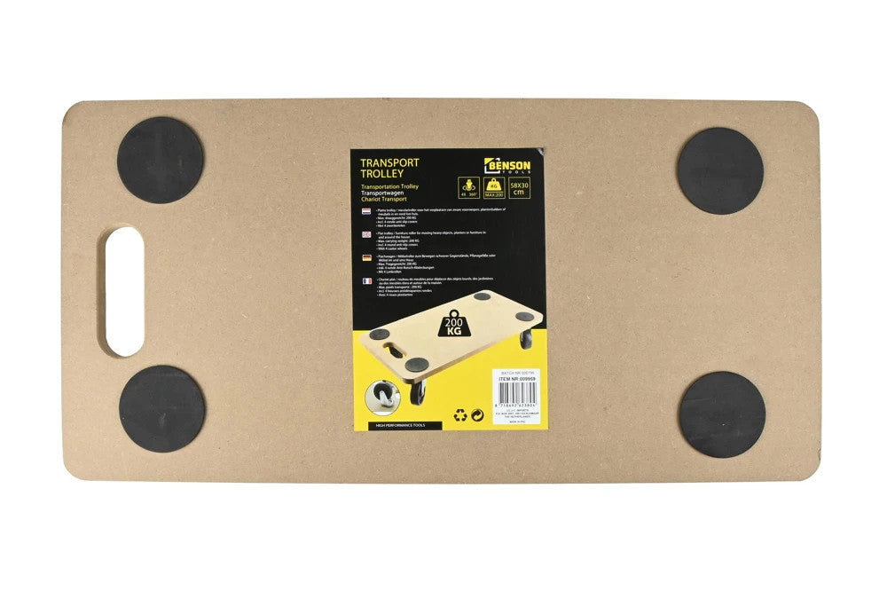 Transportwagen 58x30 cm bis 200 kg MDF Rollbrett mit Griff & Lenkrollen