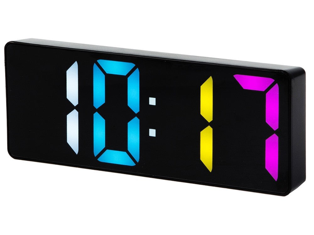 Digitaler LED-Wecker mit Farbdisplay, Thermometer & Datum – Elektronischer Wecker mit Snooze-Funktion, USB- & Batteriebetrieb