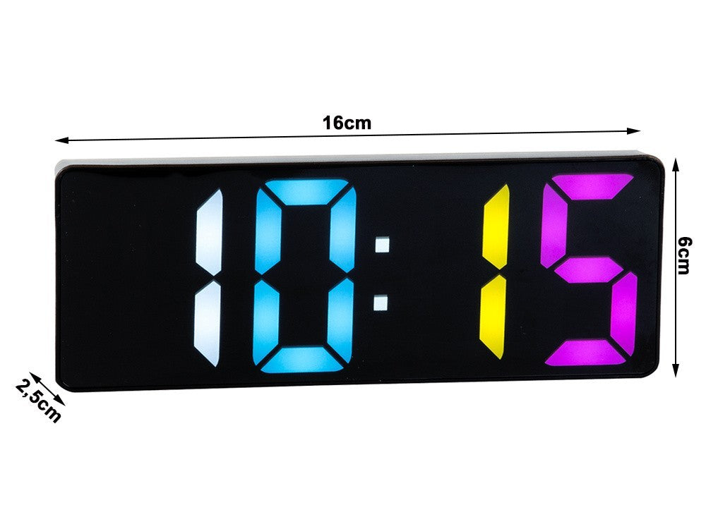 Digitaler LED-Wecker mit Farbdisplay, Thermometer & Datum – Elektronischer Wecker mit Snooze-Funktion, USB- & Batteriebetrieb