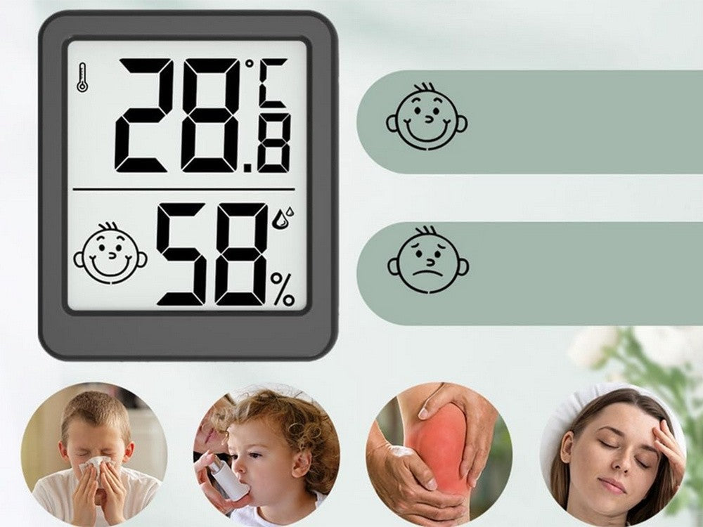 Digitales Thermometer & Hygrometer – Mini Wetterstation mit LCD-Display, Smiley-Komfortanzeige & Magnet – Für Haus, Büro & Gewächshaus