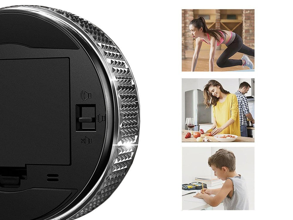 Digitaler Küchentimer mit Magnet – Elektronische Stoppuhr mit LED-Display, 3 Alarmstufen & Drehknopf – Für Küche, Training & Büro