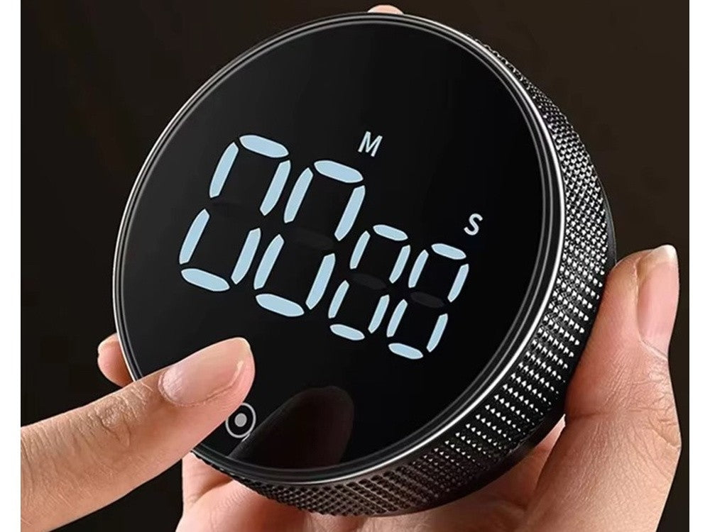 Digitaler Küchentimer mit Magnet – Elektronische Stoppuhr mit LED-Display, 3 Alarmstufen & Drehknopf – Für Küche, Training & Büro