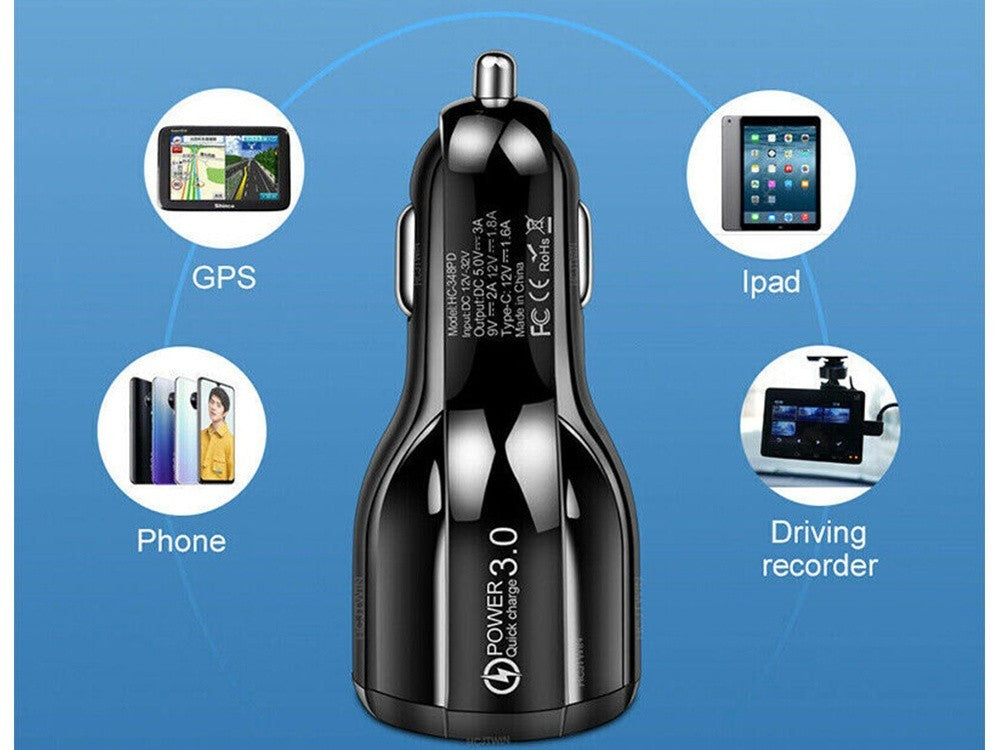 2x USB Quick Charge 3.0 Autoladegerät – Doppellader für Zigarettenanzünder 12–24V