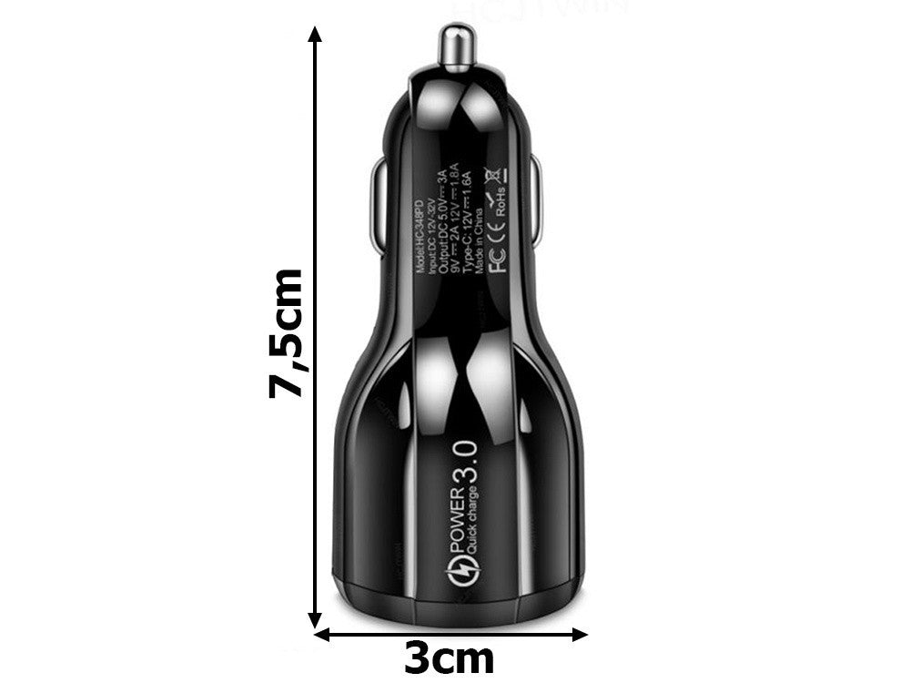 2x USB Quick Charge 3.0 Autoladegerät – Doppellader für Zigarettenanzünder 12–24V
