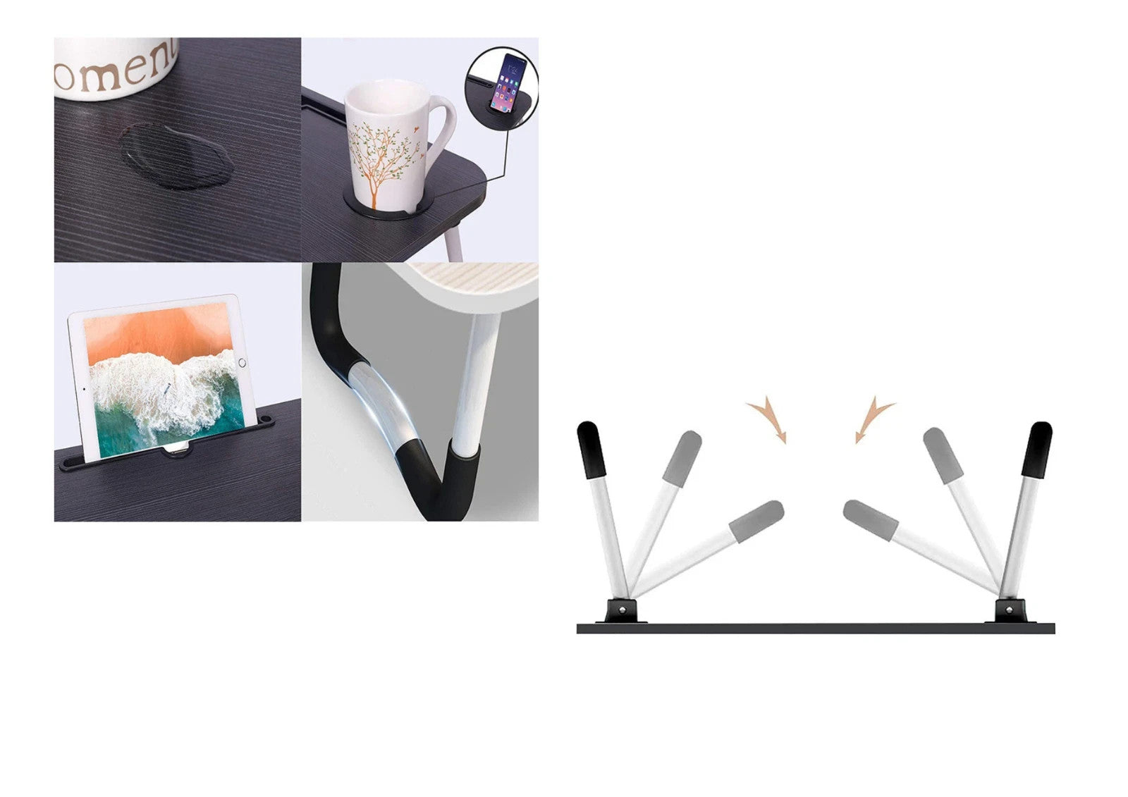 Laptoptisch 60x40 cm – Klappbarer & Tragbarer Notebooktisch für Sofa und Bett