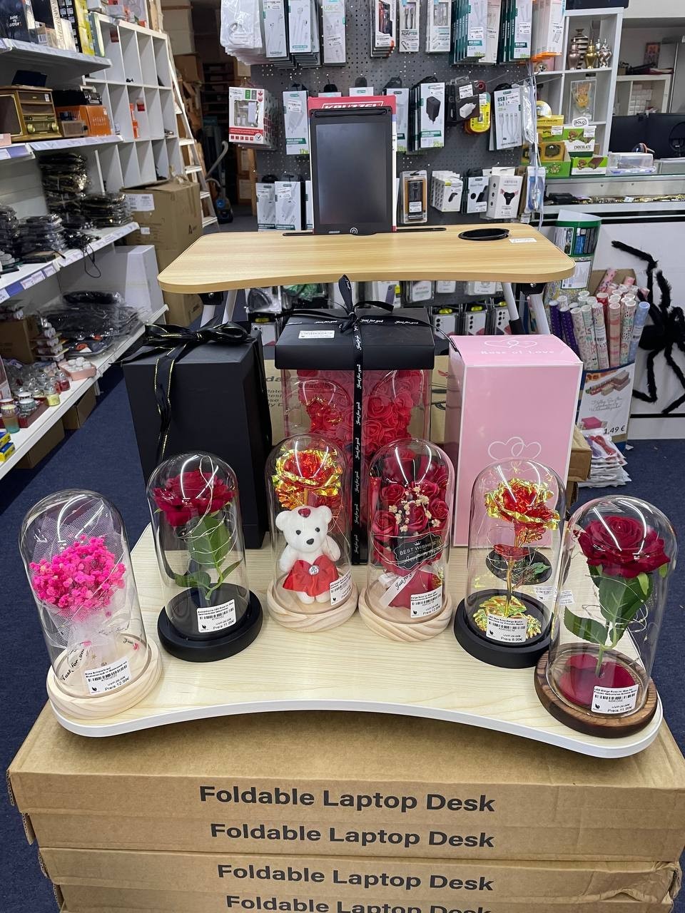 LED Blumen Geschenk im Glas mit Licht 🌸 Deko Rose & Bär für Valentinstag