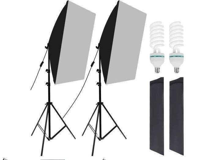 2x Softbox Studioleuchte 135W 50x70cm Fotostudio Set mit Stativ & Tasche 💡📸