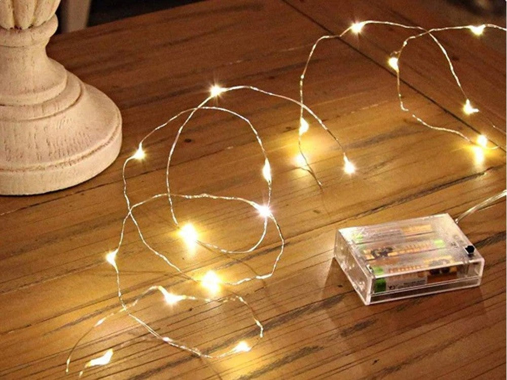 Lichterkette 100 LED Warmweiß 10m mit Batterien Drahtlichter Deko ✨