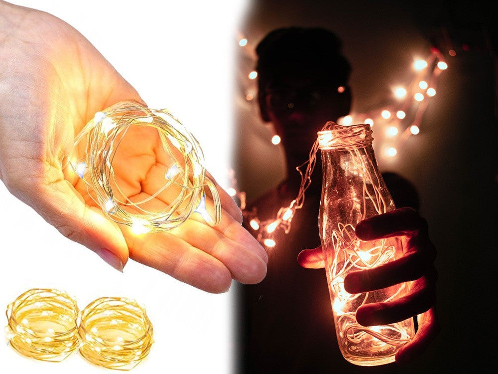 Lichterkette 100 LED Warmweiß 10m mit Batterien Drahtlichter Deko ✨