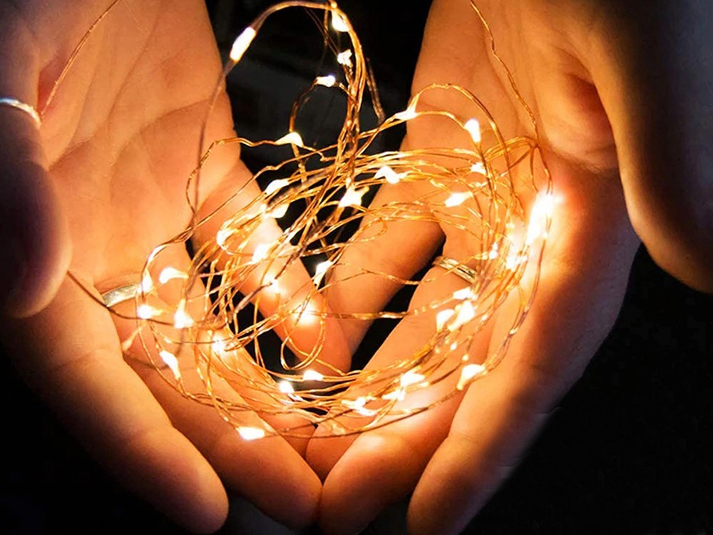 Lichterkette 100 LED Warmweiß 10m mit Batterien Drahtlichter Deko ✨