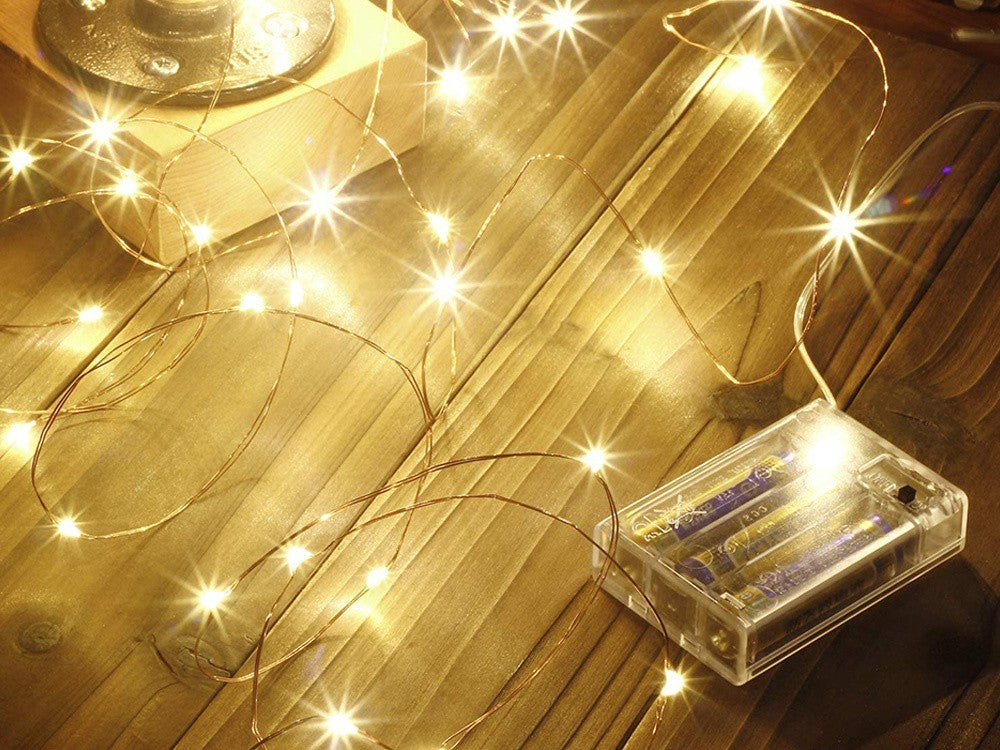 Lichterkette 100 LED Warmweiß 10m mit Batterien Drahtlichter Deko ✨