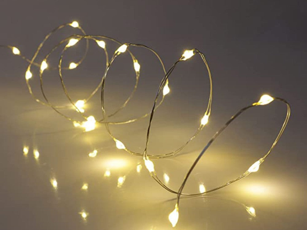 Lichterkette 100 LED Warmweiß 10m mit Batterien Drahtlichter Deko ✨