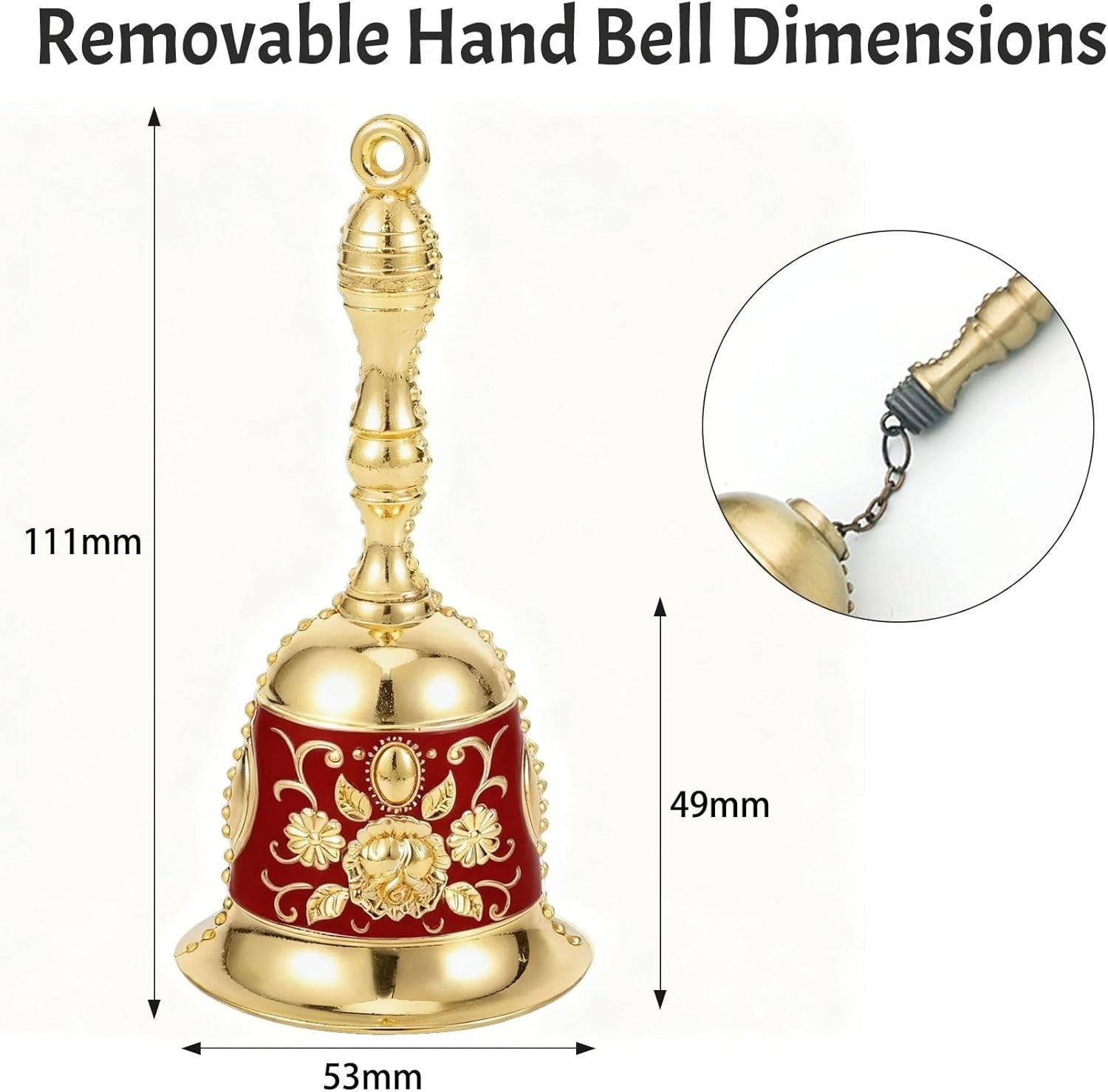 Spetsbst Handglocke Metall Retro Prägemuster Service Tischglocke Rot 🔔🎅