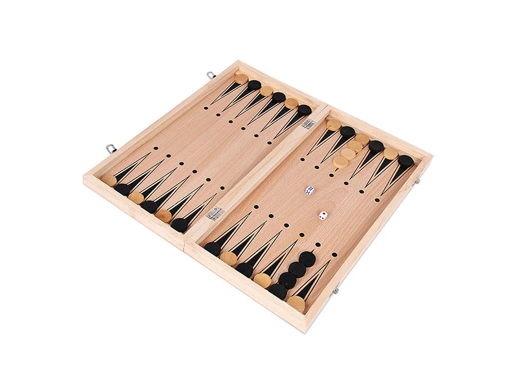 XXL 3in1 Schach Dame Backgammon Holzspiel – Faltbar Brettspiel Kinder & Reise