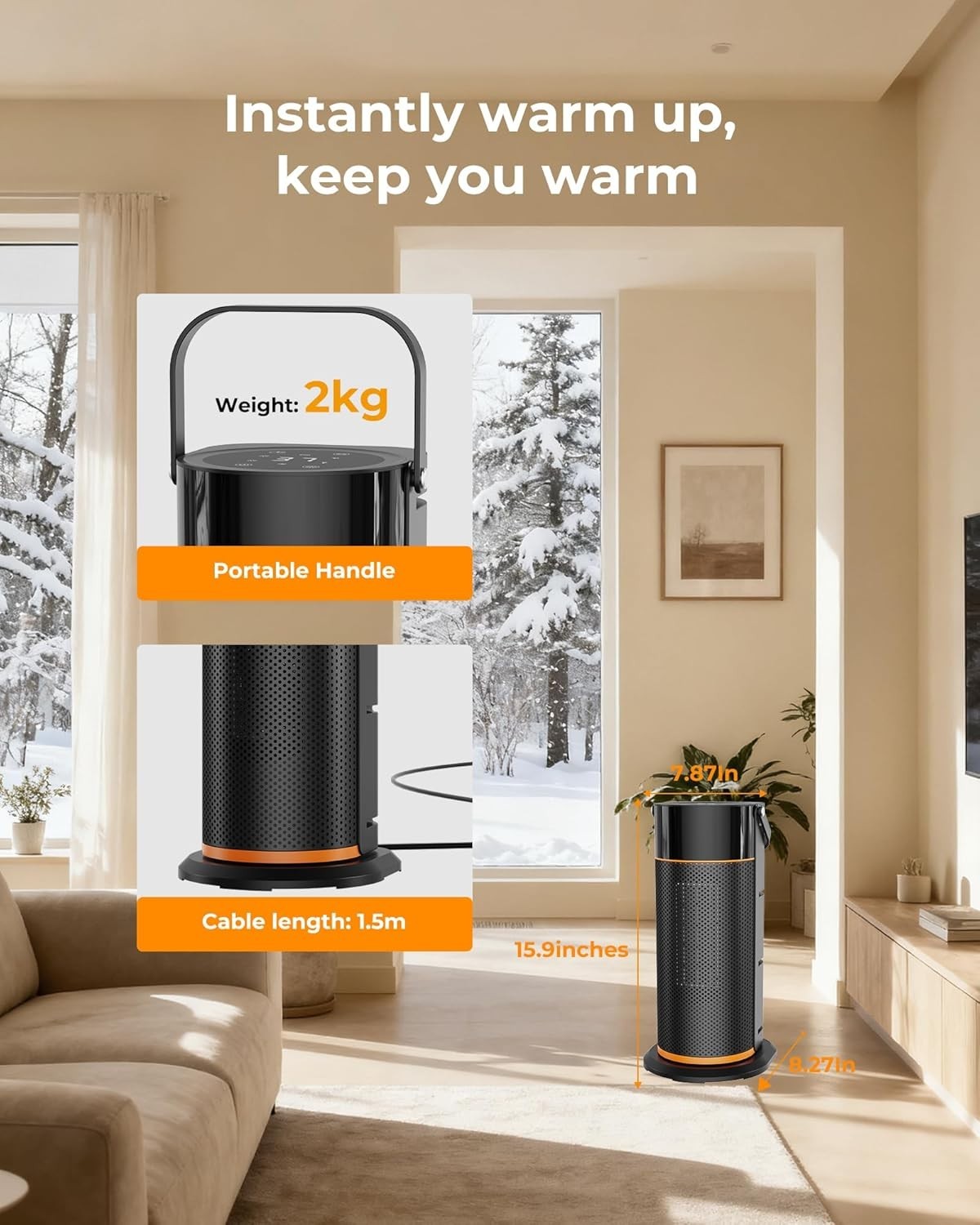 Funtider Heizlüfter 2000W Keramik ECO Timer Fernbedienung Oszillation 🔥