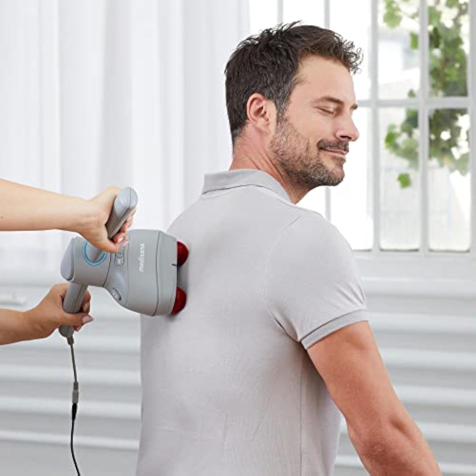 Elektrische Massagepistole mit Wärmefunktion – Muskelmassagegerät mit 4 Massageköpfen für Nacken, Rücken & Beine