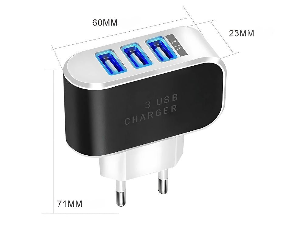 USB Ladegerät 3x Port Quick Charge 3.0 3.1A Schnellladegerät 5W Universal ⚡