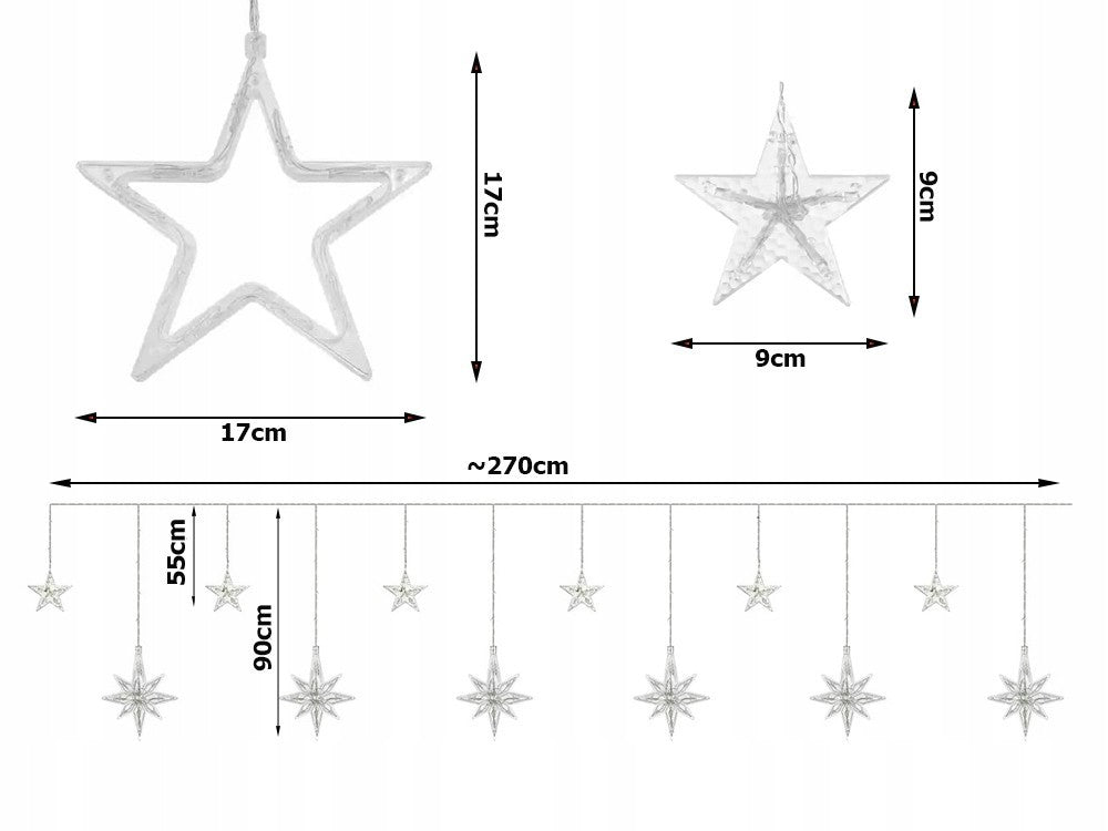 Stern Lichterkette Vorhang 138 LED Warmweiß IP44 Innen/Außen 8 Modi ✨