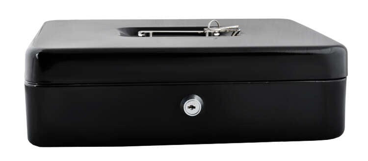 Geldkassette Metall 30x24x9cm 🔒 Stahlkassette mit Schlüssel Schwarz