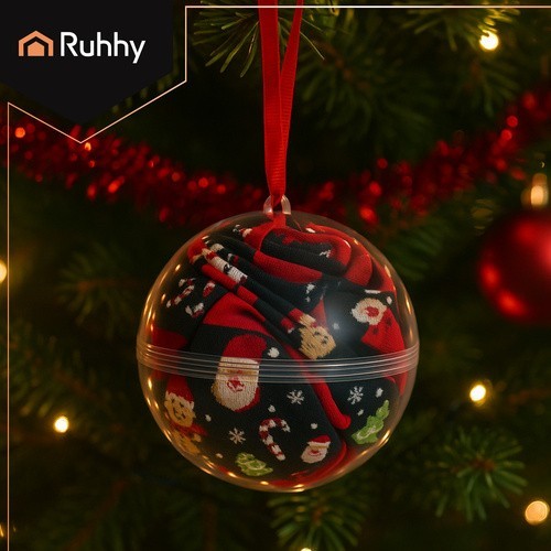 RUHHY Weihnachtssocken 3er-Set – Unisex Baumwollsocken Größe 38–43, Weihnachtsmotive & Kugelverpackung, perfektes Geschenk