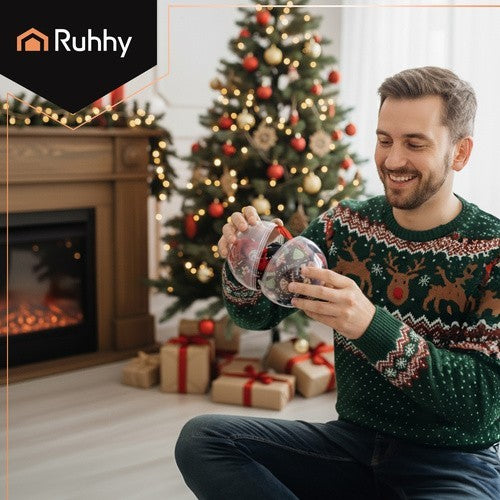 RUHHY Weihnachtssocken 3er-Set – Unisex Baumwollsocken Größe 38–43, Weihnachtsmotive & Kugelverpackung, perfektes Geschenk