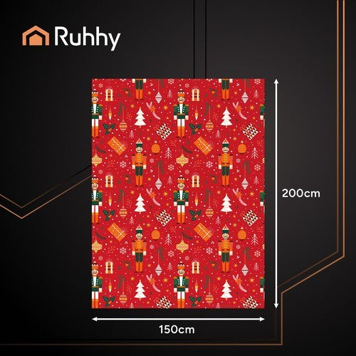 RUHHY Weihnachtsdecke 150x200 cm – Weiche Kuscheldecke in Rot, Doppelbett-Überwurf mit festlichem Motiv