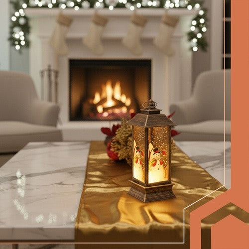 LED Weihnachtslaterne Kupfer 12,5 cm 🎄 Ruhhy 26754 Deko Schneemann Licht