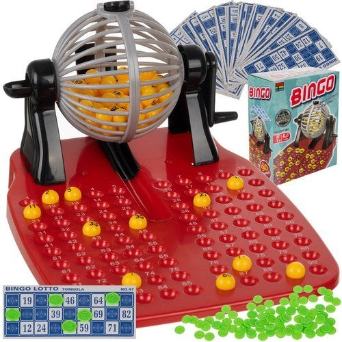 Bingo Spielset mit 90 Kugeln – Bingotrommel, Karten & Chips für Kinder & Familie, perfektes Gesellschaftsspiel