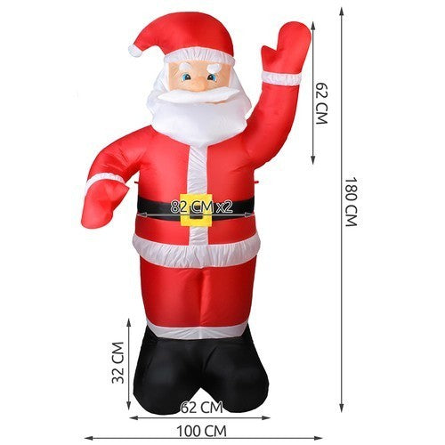 Aufblasbarer Weihnachtsmann 180 cm – LED Santa Deko mit Gebläse, IP44 wetterfest für Garten & Haus