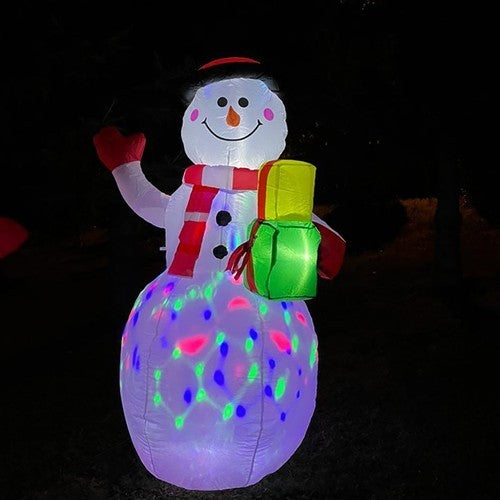 Aufblasbarer LED-Schneemann 155 cm – Weihnachtsdeko mit rotierendem Lichtprojektor, IP44 wasserdicht