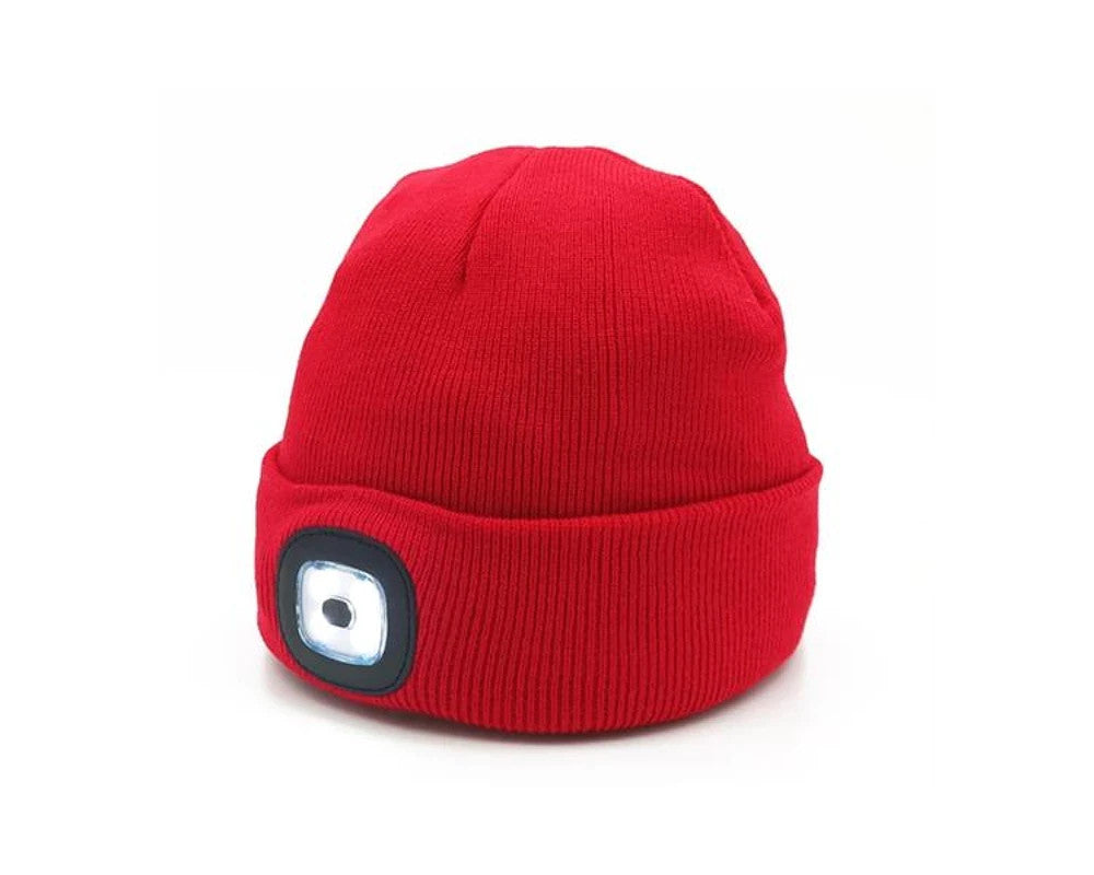LED Strickmütze USB Aufladbar Rot Beanie Wintermütze mit Licht 💡🧢 1 Stück