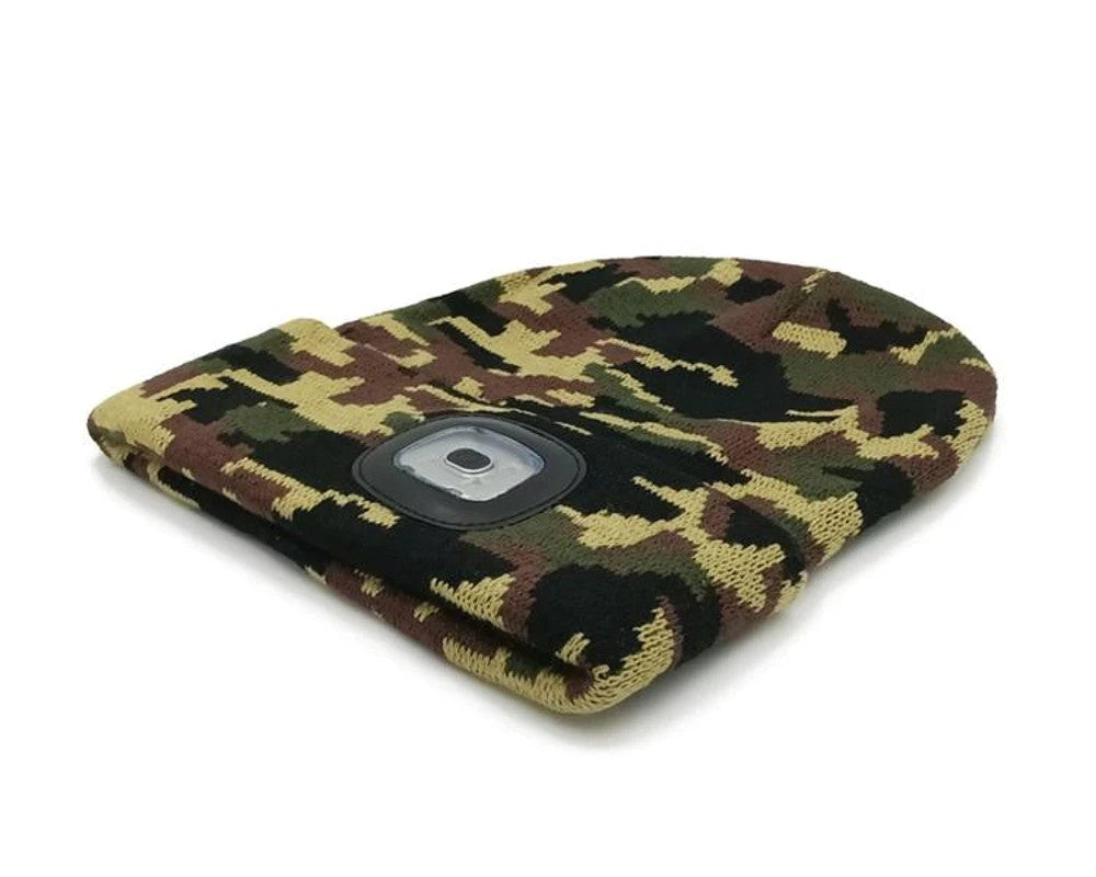 LED Strickmütze USB Aufladbar Beanie Wintermütze Tarnung Warm Licht 💡🧢1 stück