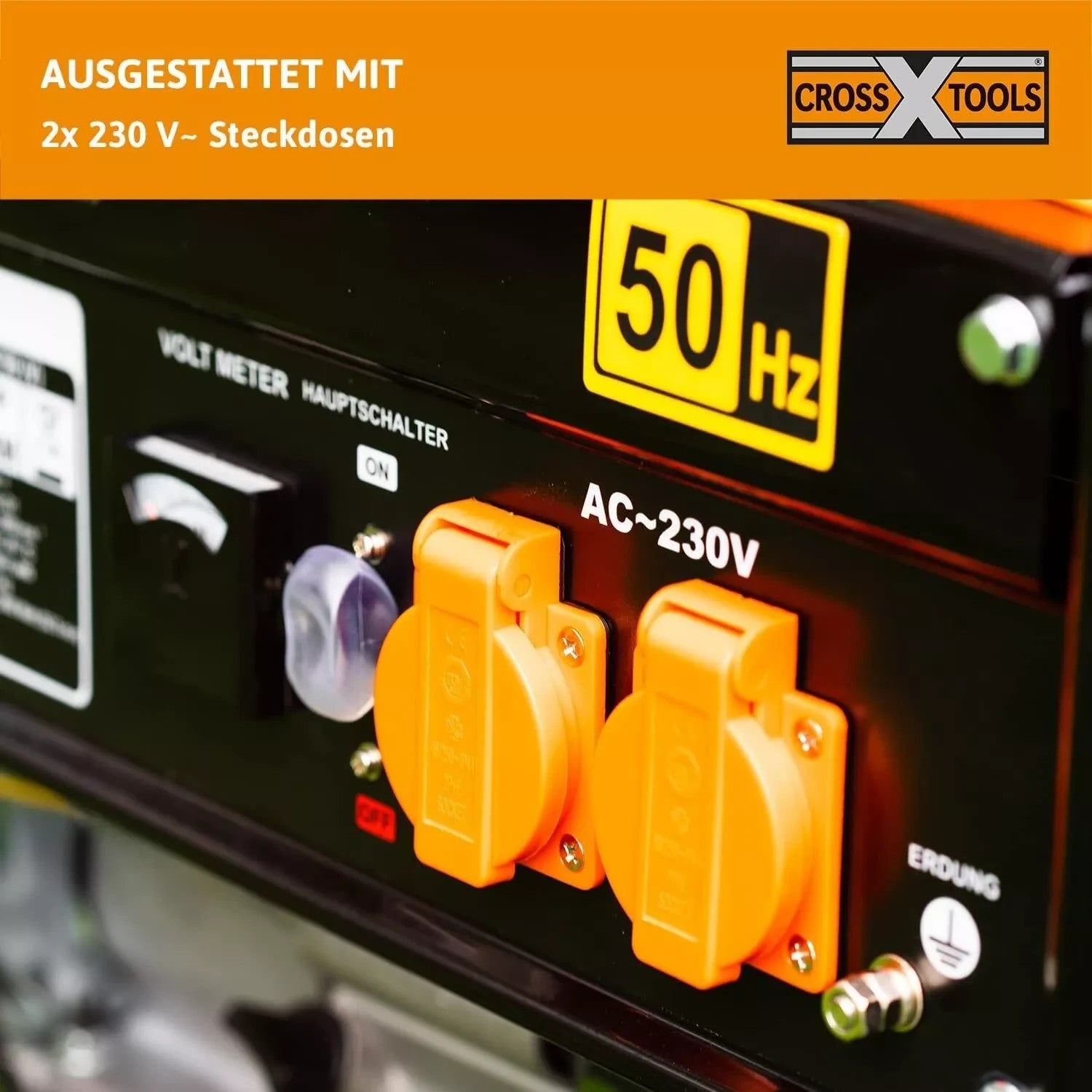 CROSS TOOLS Benzin-Stromerzeuger  Benzin Euro 5 AVR Mobil Fahrrahmen -  Generator 3000V Benzin