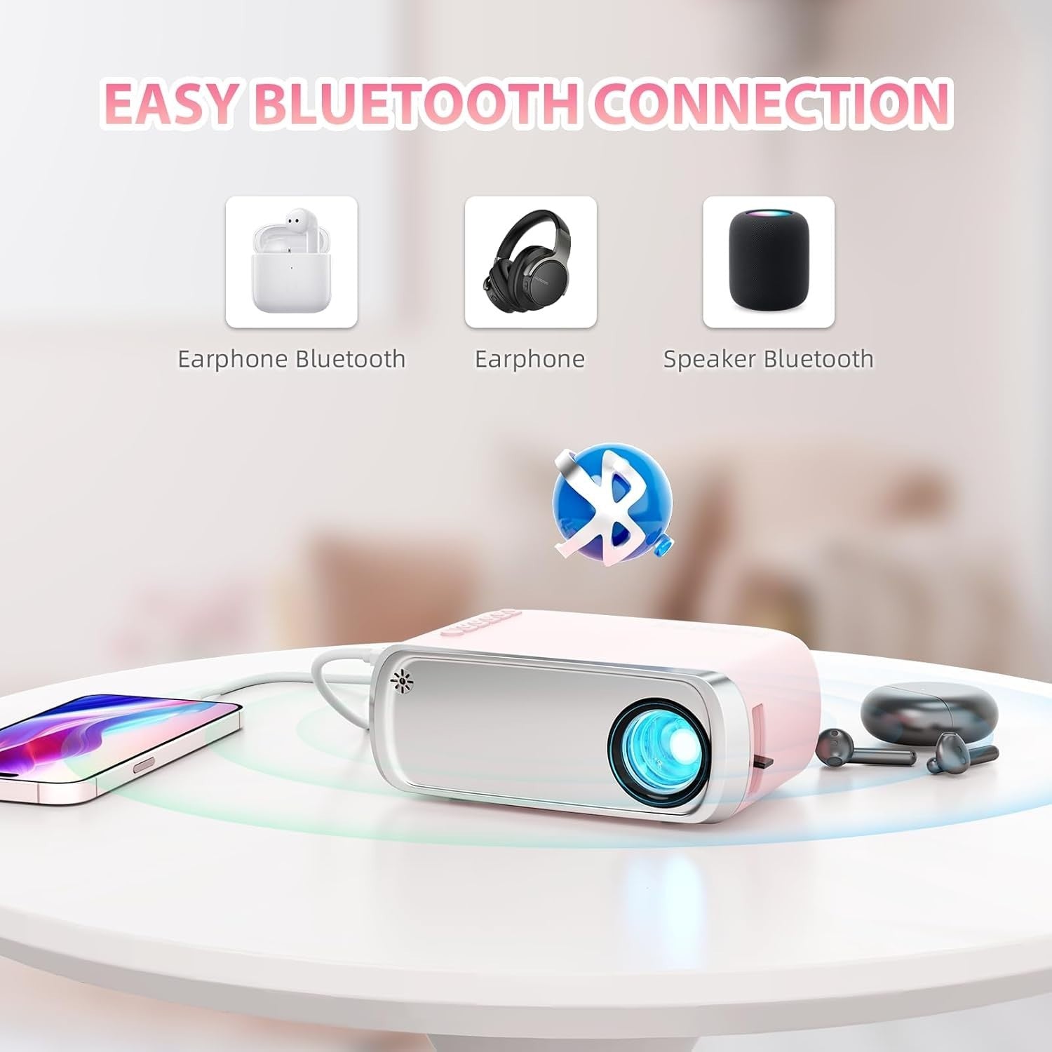 Mini Projektor Tragbarer LED Beamer Outdoor Heimkino HDMI USB für Smartphone