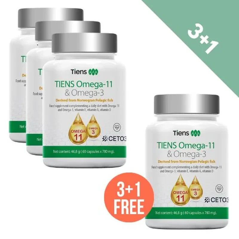 Tiens Omega-11 & Omega-3 CETO3 – 3+1 Vorteilspack | 4×60 Kapseln Premium Omega